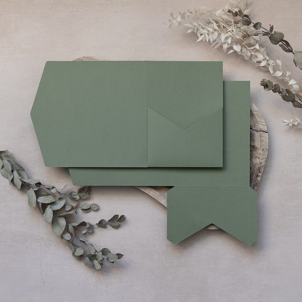 DIY Sage Green Pocketfold Envelopes 5x7" Vintage Prints